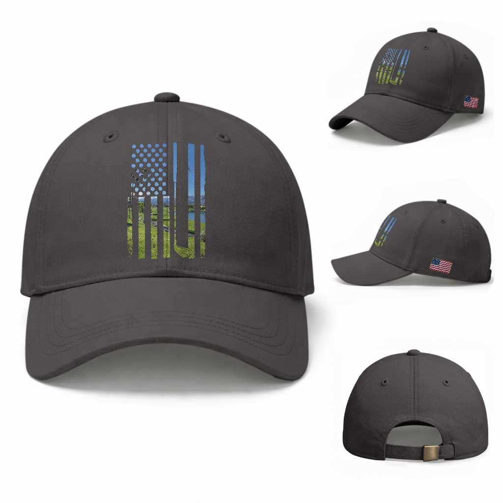 American Flag Golf Baseball Cap Golfer Funny Golf Club Golfing TS10 Baseball Cap Universal Fit Dark Gray Print Your Wear