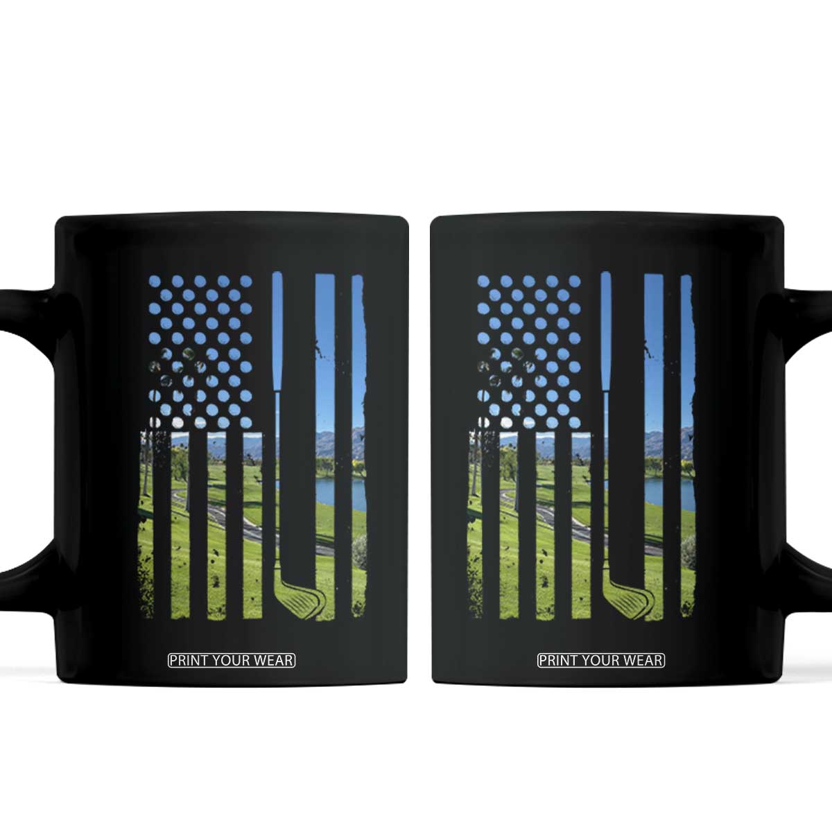 American Flag Golf Coffee Mug Golfer Funny Golf Club Golfing TS10 Black Print Your Wear