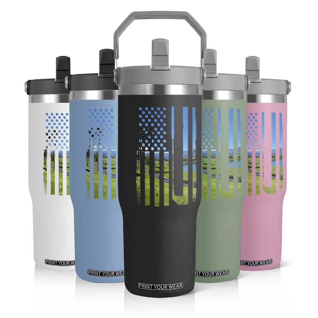 American Flag Golf Flip Straw Tumbler Golfer Funny Golf Club Golfing TS10 Print Your Wear