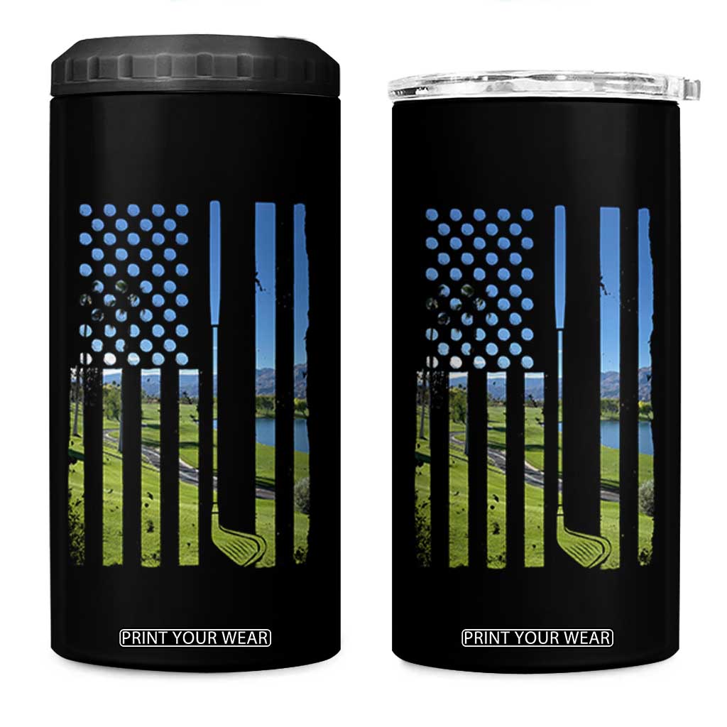 American Flag Golf 4 in 1 Can Cooler Tumbler Golfer Funny Golf Club Golfing TS10 One Size: 16 oz Black Print Your Wear
