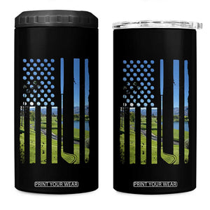 American Flag Golf 4 in 1 Can Cooler Tumbler Golfer Funny Golf Club Golfing TS10 One Size: 16 oz Black Print Your Wear