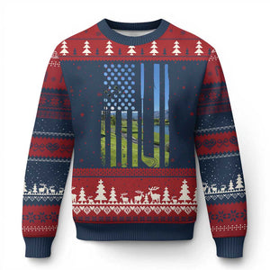 American Flag Golf Ugly Christmas Sweater Golfer Funny Golf Club Golfing TS10 Navy Red Print Your Wear