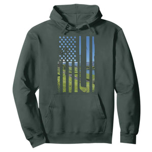 American Flag Golf Hoodie Golfer Funny Golf Club Golfing TS10 Dark Forest Green Print Your Wear