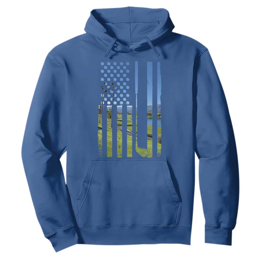 American Flag Golf Hoodie Golfer Funny Golf Club Golfing TS10 Royal Blue Print Your Wear