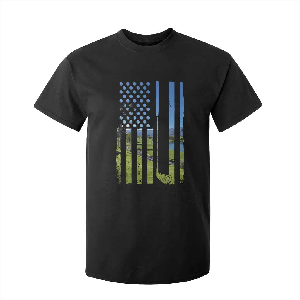 American Flag Golf T Shirt For Kid Golfer Funny Golf Club Golfing TS10 Black Print Your Wear