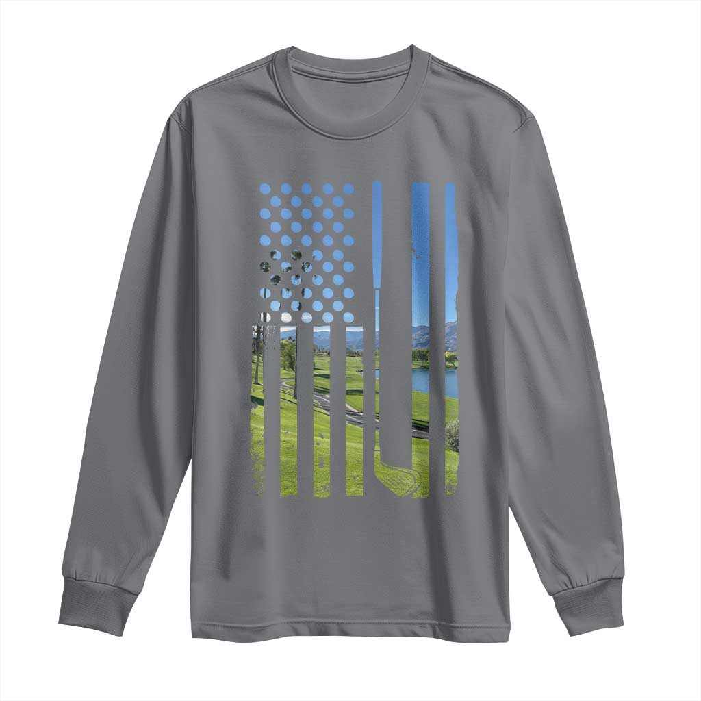 American Flag Golf Long Sleeve Shirt Golfer Funny Golf Club Golfing TS10 Charcoal Print Your Wear