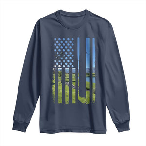 American Flag Golf Long Sleeve Shirt Golfer Funny Golf Club Golfing TS10 Navy Print Your Wear