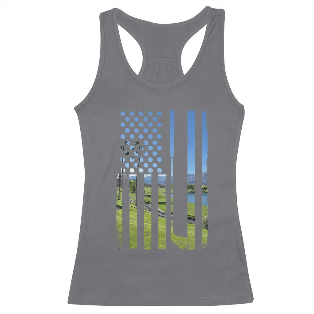 American Flag Golf Racerback Tank Top Golfer Funny Golf Club Golfing TS10 Charcoal Print Your Wear