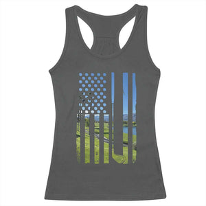 American Flag Golf Racerback Tank Top Golfer Funny Golf Club Golfing TS10 Dark Heather Print Your Wear