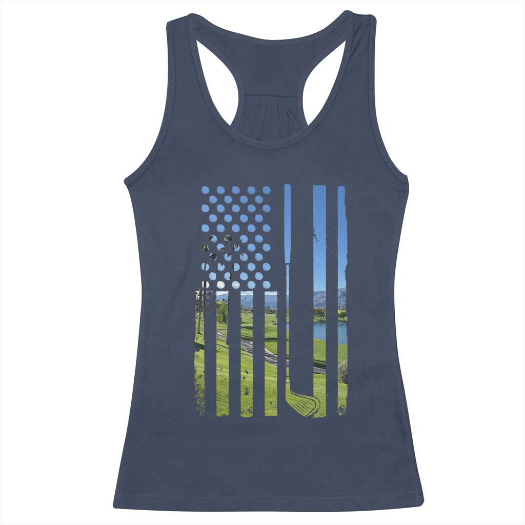 American Flag Golf Racerback Tank Top Golfer Funny Golf Club Golfing TS10 Navy Print Your Wear