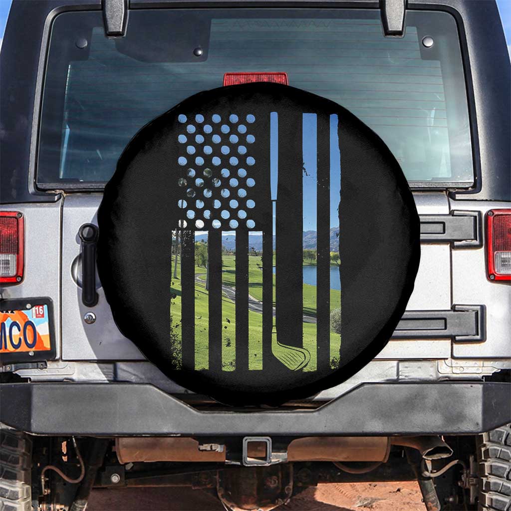 American Flag Golf Spare Tire Cover Golfer Funny Golf Club Golfing TS10 No hole Black Print Your Wear