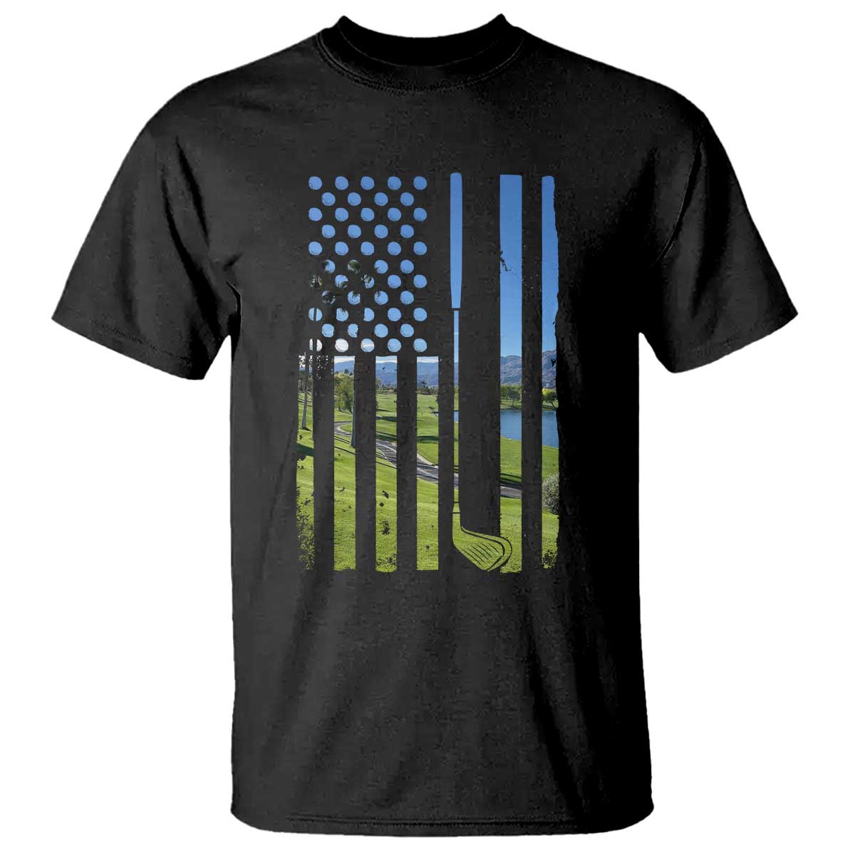 American Flag Golf T Shirt Golfer Funny Golf Club Golfing TS10 Black Print Your Wear