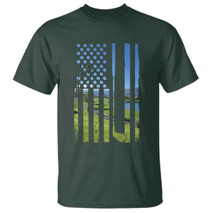 American Flag Golf T Shirt Golfer Funny Golf Club Golfing TS10 Dark Forest Green Print Your Wear