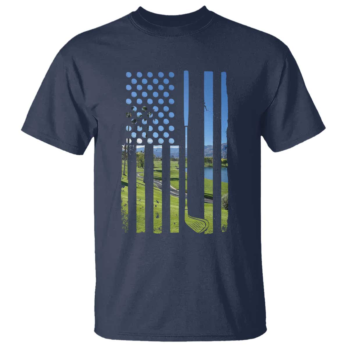 American Flag Golf T Shirt Golfer Funny Golf Club Golfing TS10 Navy Print Your Wear