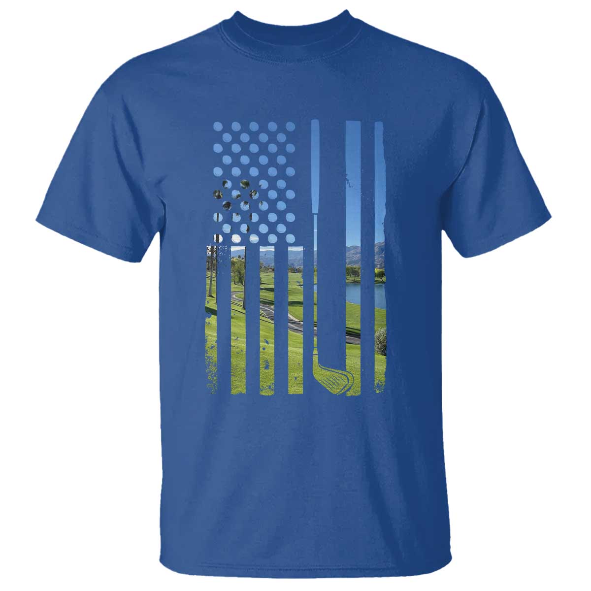 American Flag Golf T Shirt Golfer Funny Golf Club Golfing TS10 Royal Blue Print Your Wear