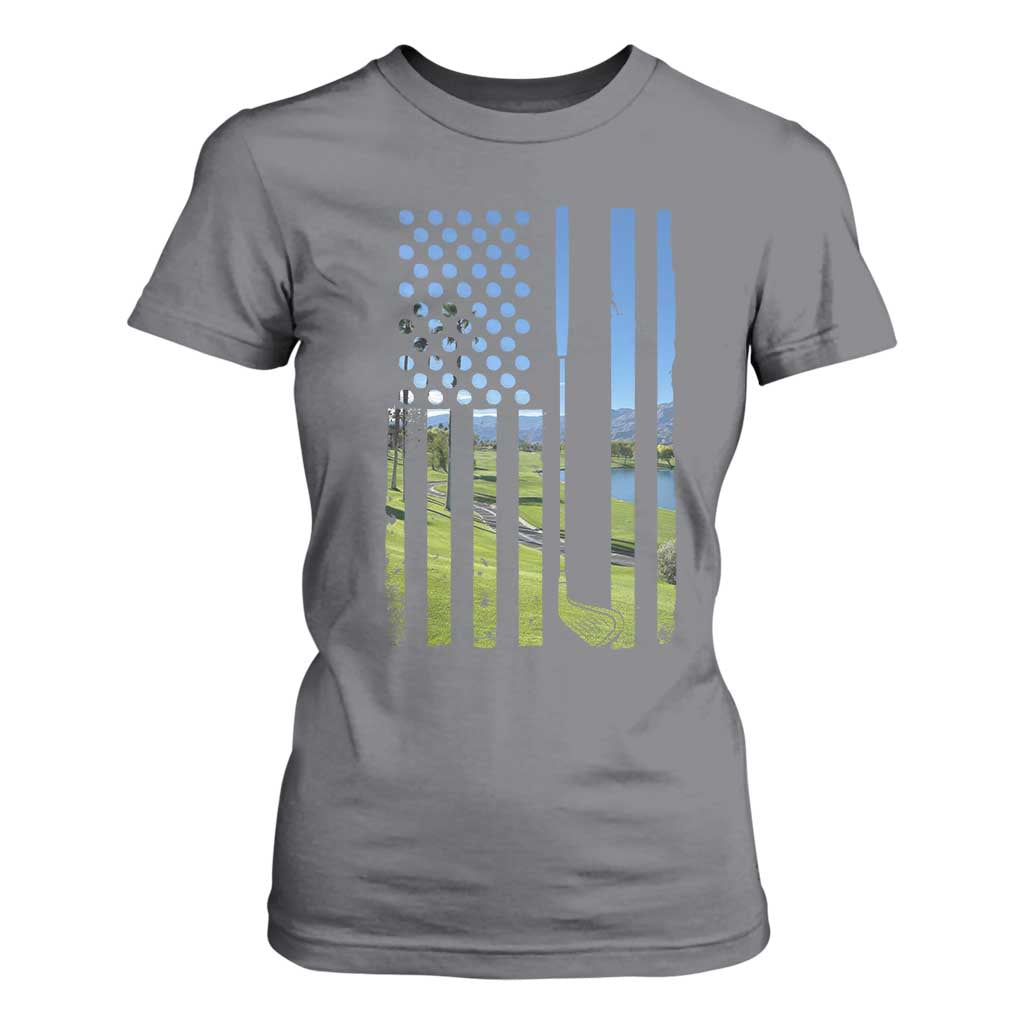 American Flag Golf T Shirt For Women Golfer Funny Golf Club Golfing TS10 Charcoal Print Your Wear
