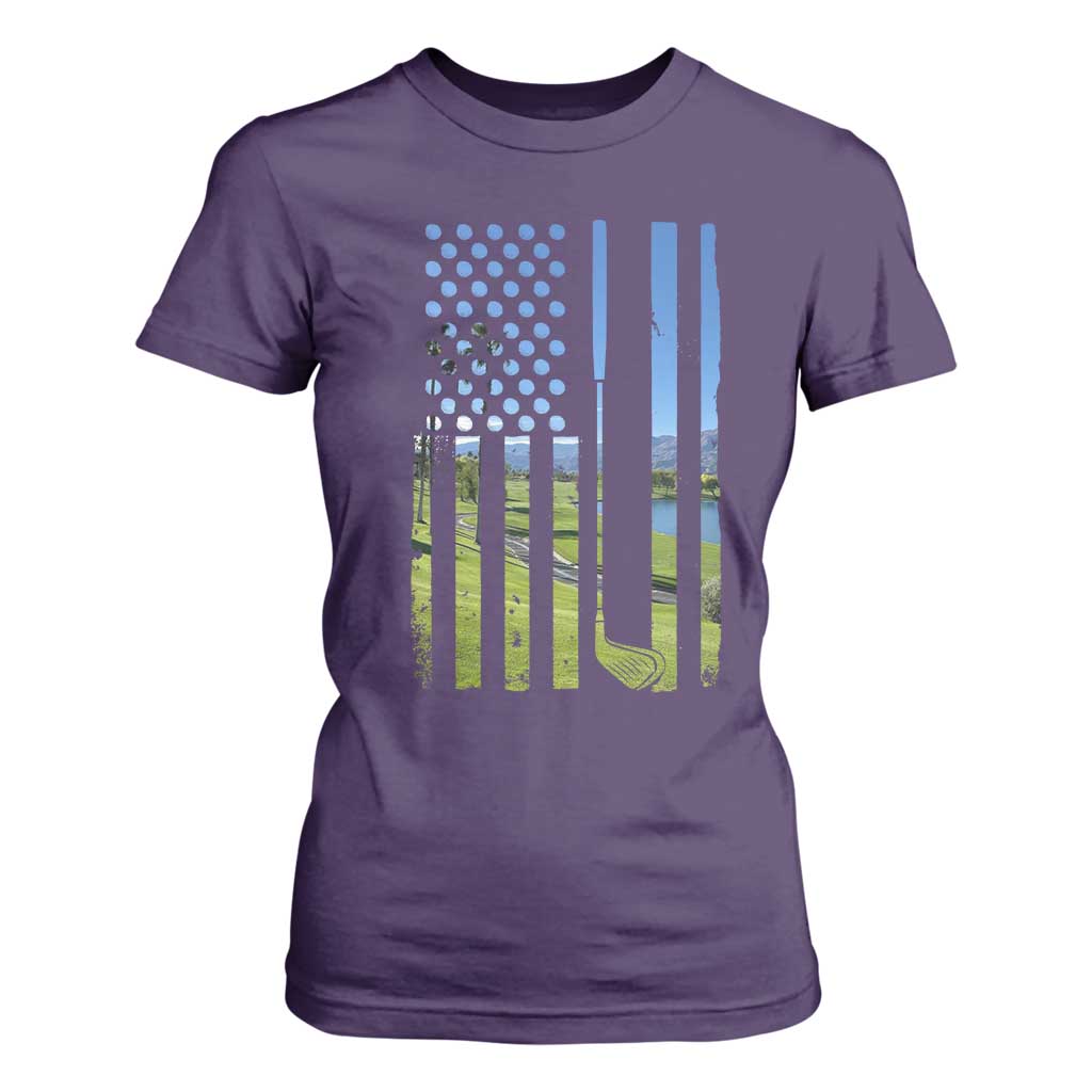 American Flag Golf T Shirt For Women Golfer Funny Golf Club Golfing TS10 Purple Print Your Wear