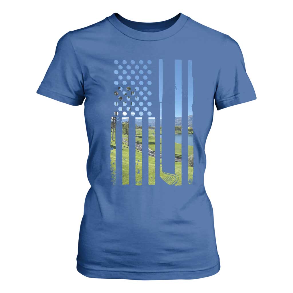 American Flag Golf T Shirt For Women Golfer Funny Golf Club Golfing TS10 Royal Blue Print Your Wear