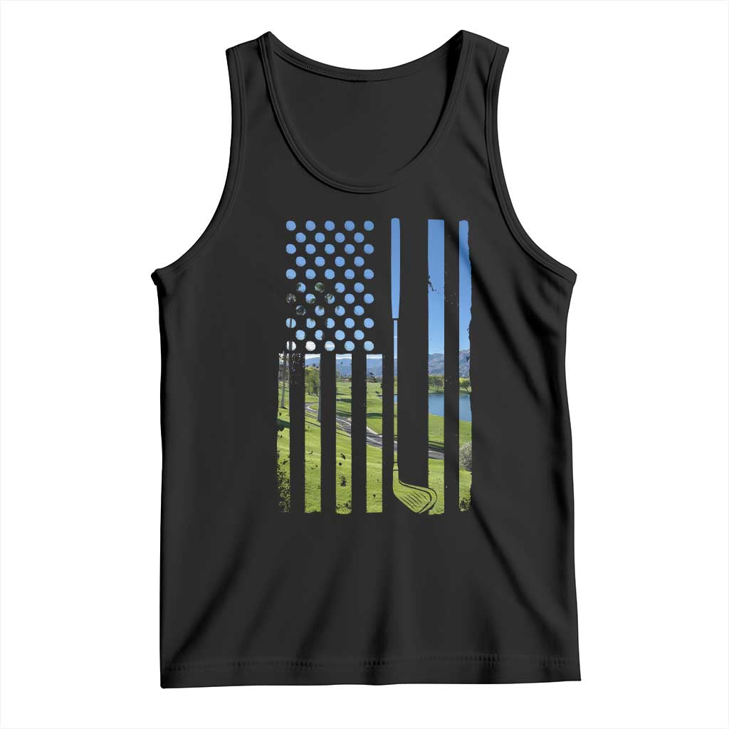 American Flag Golf Tank Top Golfer Funny Golf Club Golfing TS10 Black Print Your Wear