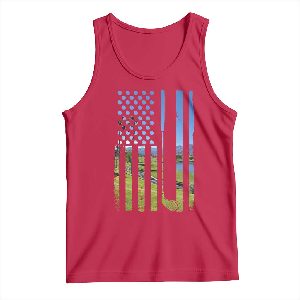 American Flag Golf Tank Top Golfer Funny Golf Club Golfing TS10 Red Print Your Wear