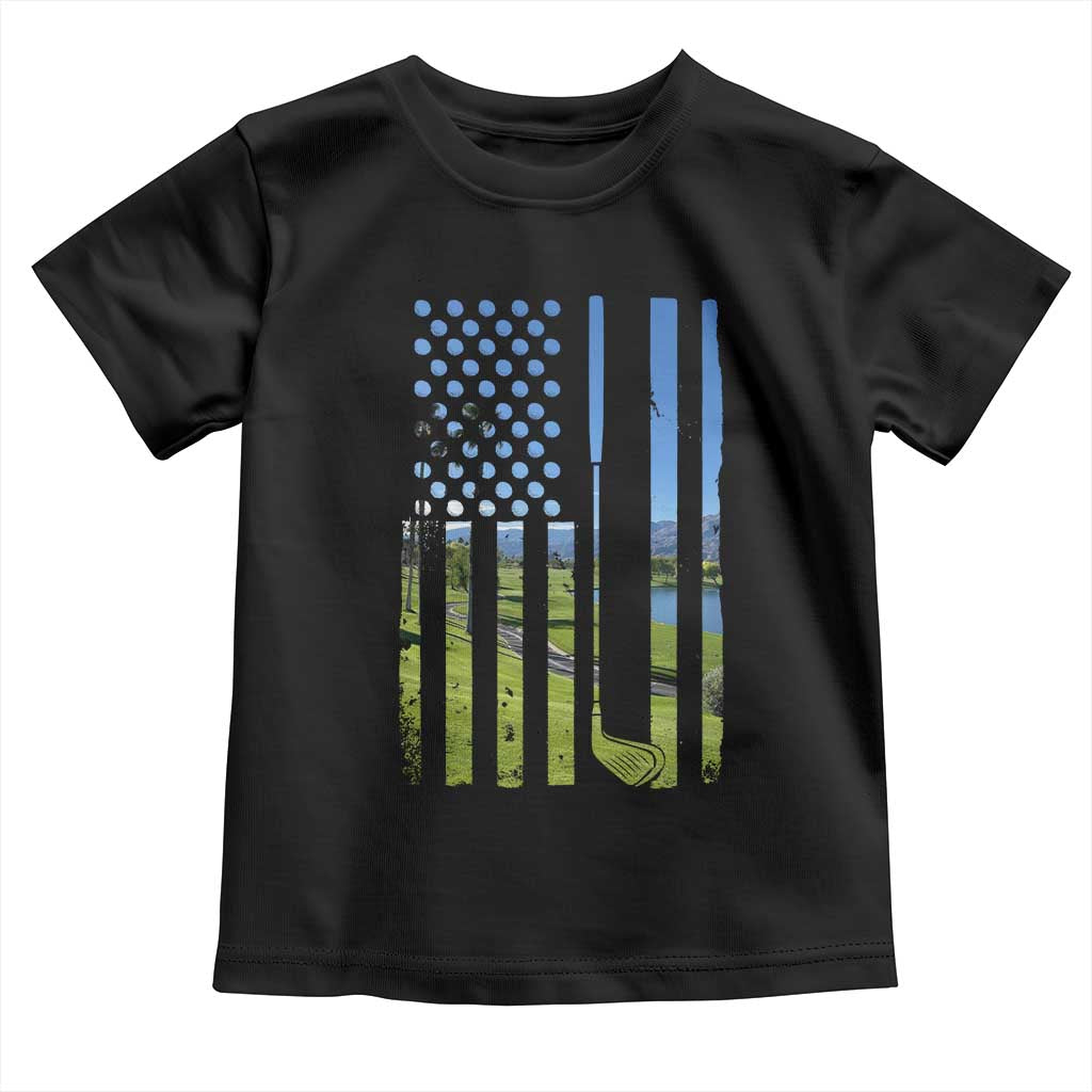 American Flag Golf Toddler T Shirt Golfer Funny Golf Club Golfing TS10 Black Print Your Wear