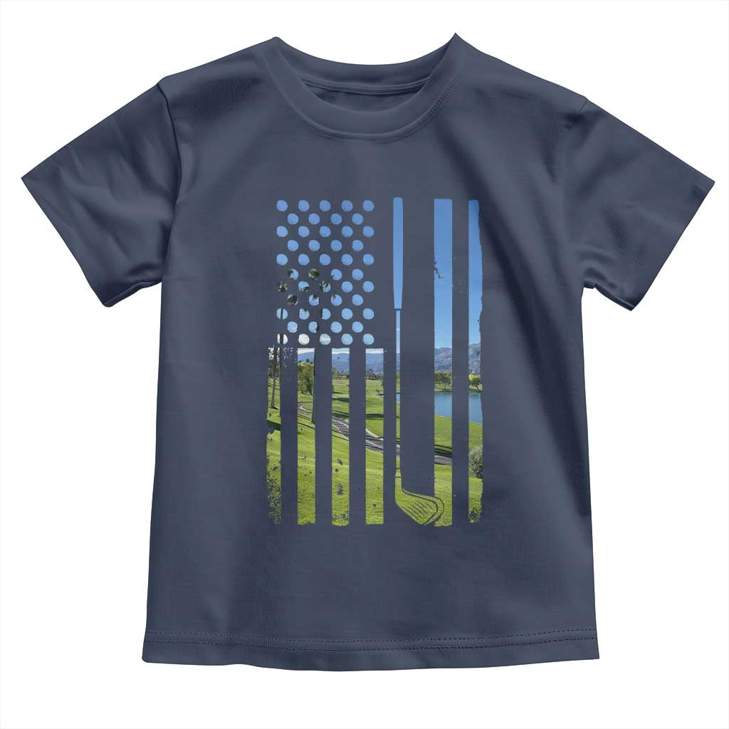 American Flag Golf Toddler T Shirt Golfer Funny Golf Club Golfing TS10 Navy Print Your Wear