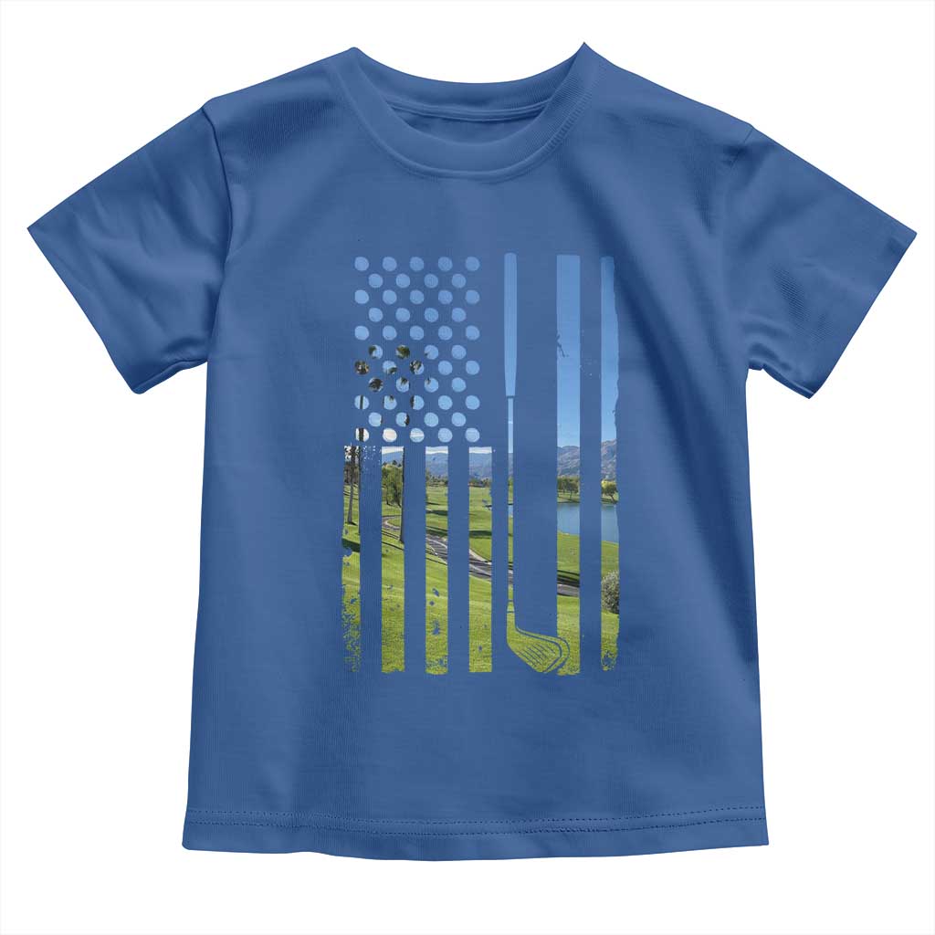American Flag Golf Toddler T Shirt Golfer Funny Golf Club Golfing TS10 Royal Blue Print Your Wear