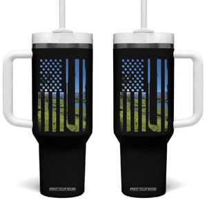 American Flag Golf Tumbler With Handle Golfer Funny Golf Club Golfing TS10 One Size: 40 oz Black Print Your Wear
