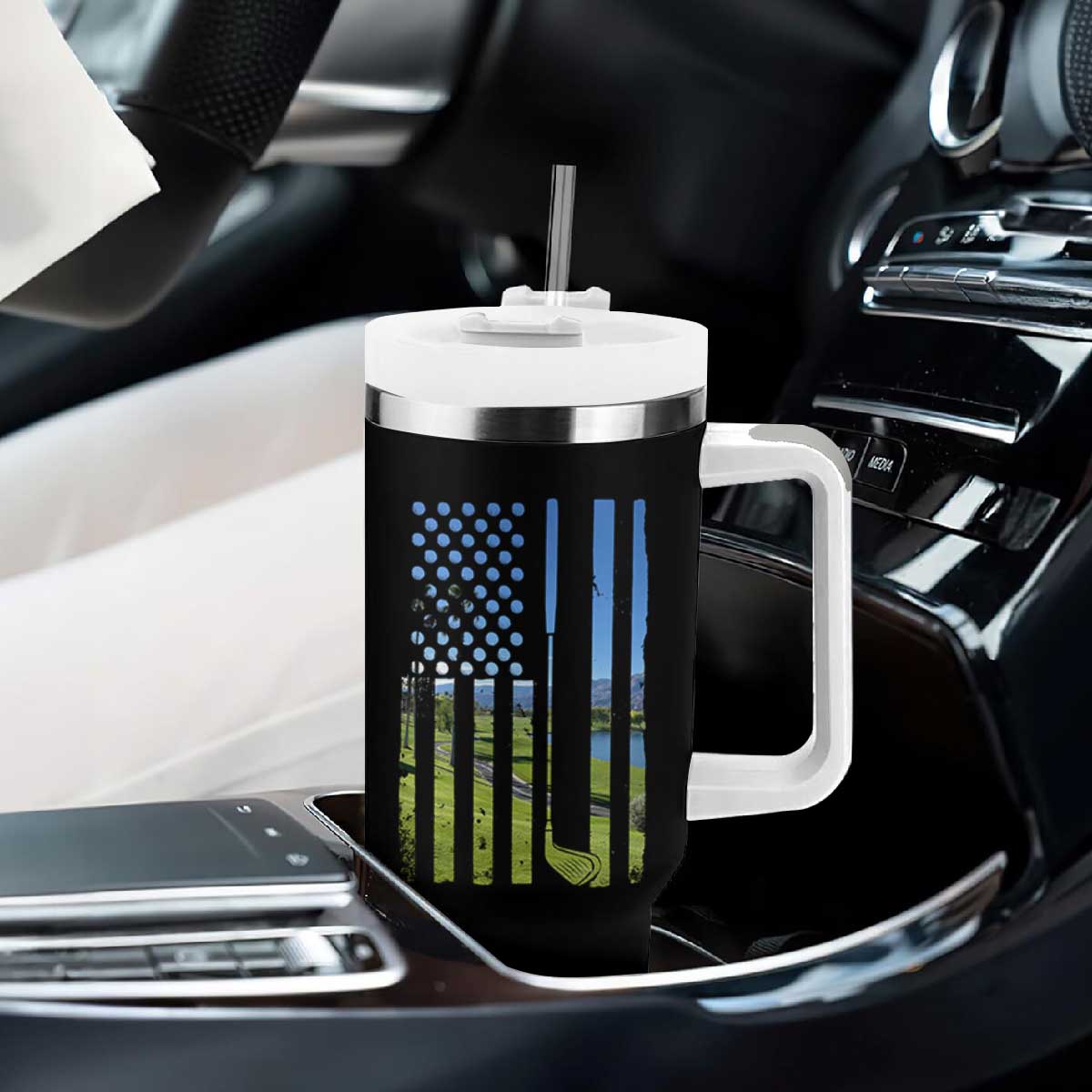 American Flag Golf Tumbler With Handle Golfer Funny Golf Club Golfing TS10 Print Your Wear