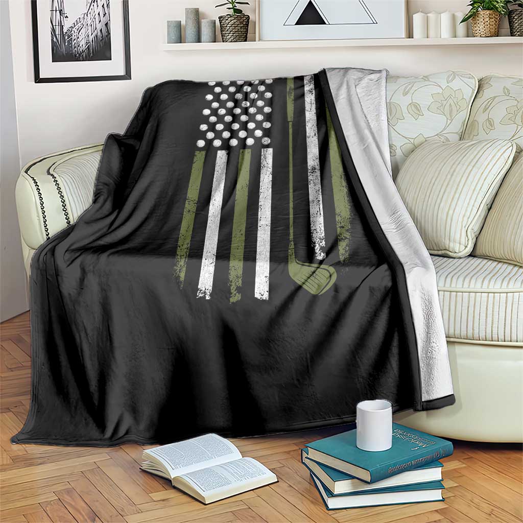 Retro American Flag Golf Throw Blanket Golfer Funny Golf Club Golfing TS10 Print Your Wear
