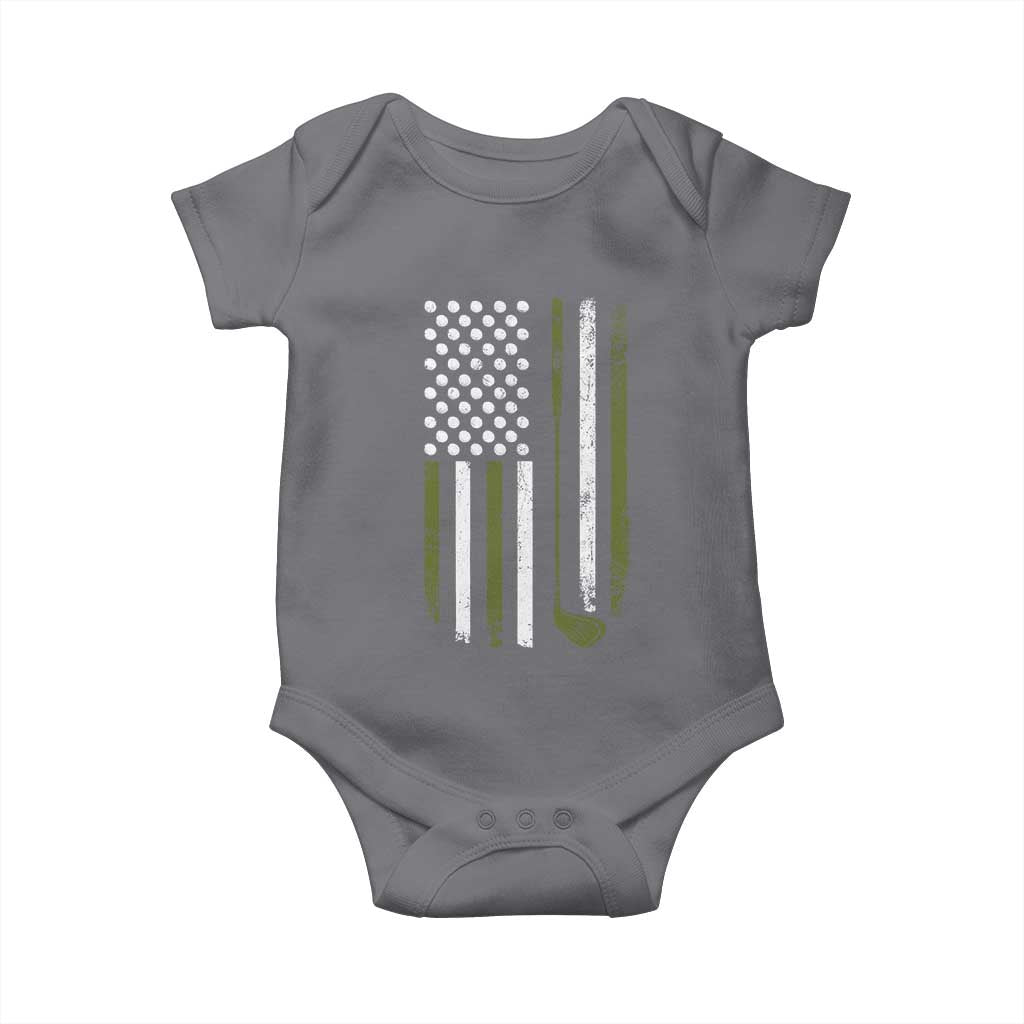 Retro American Flag Golf Baby Onesie Golfer Funny Golf Club Golfing TS10 Charcoal Print Your Wear