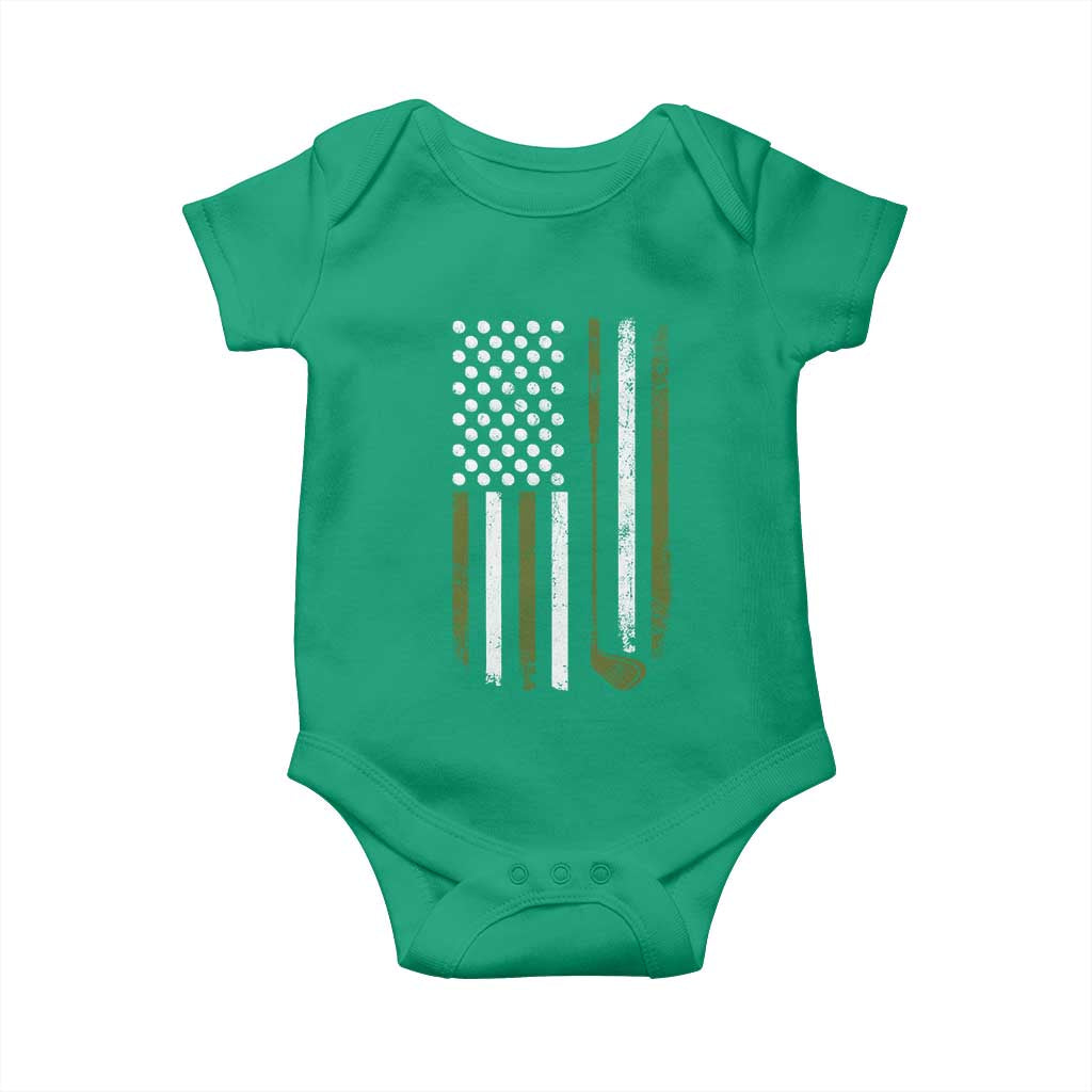 Retro American Flag Golf Baby Onesie Golfer Funny Golf Club Golfing TS10 Irish Green Print Your Wear