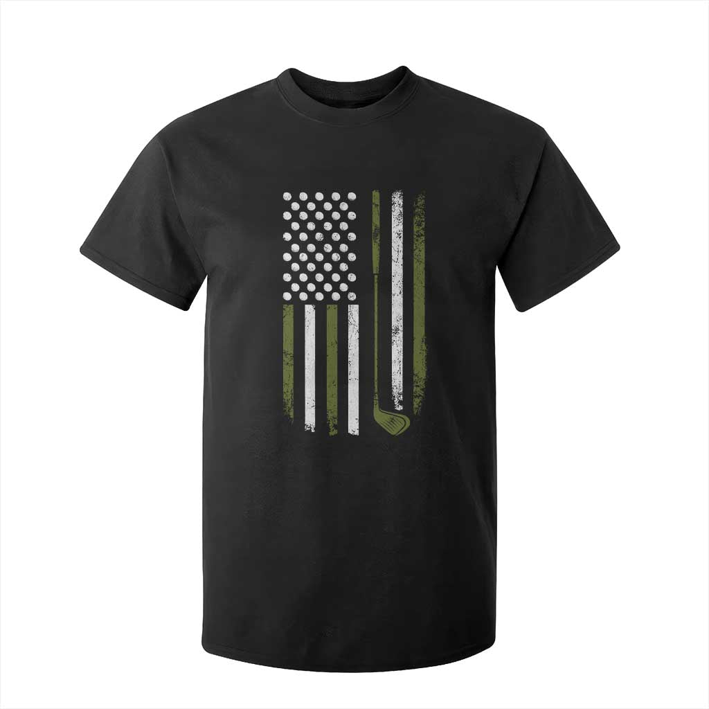 Retro American Flag Golf T Shirt For Kid Golfer Funny Golf Club Golfing TS10 Black Print Your Wear