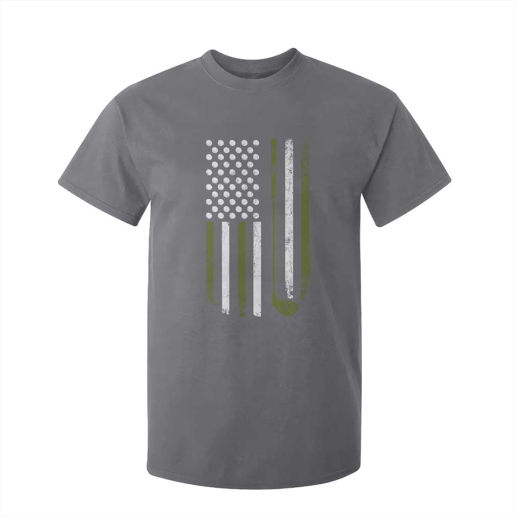 Retro American Flag Golf T Shirt For Kid Golfer Funny Golf Club Golfing TS10 Charcoal Print Your Wear