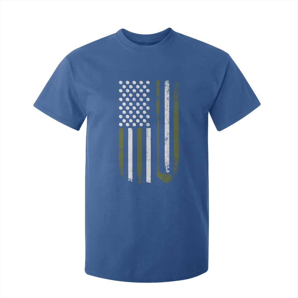 Retro American Flag Golf T Shirt For Kid Golfer Funny Golf Club Golfing TS10 Royal Blue Print Your Wear