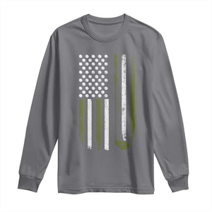 Retro American Flag Golf Long Sleeve Shirt Golfer Funny Golf Club Golfing TS10 Charcoal Print Your Wear
