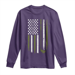 Retro American Flag Golf Long Sleeve Shirt Golfer Funny Golf Club Golfing TS10 Purple Print Your Wear