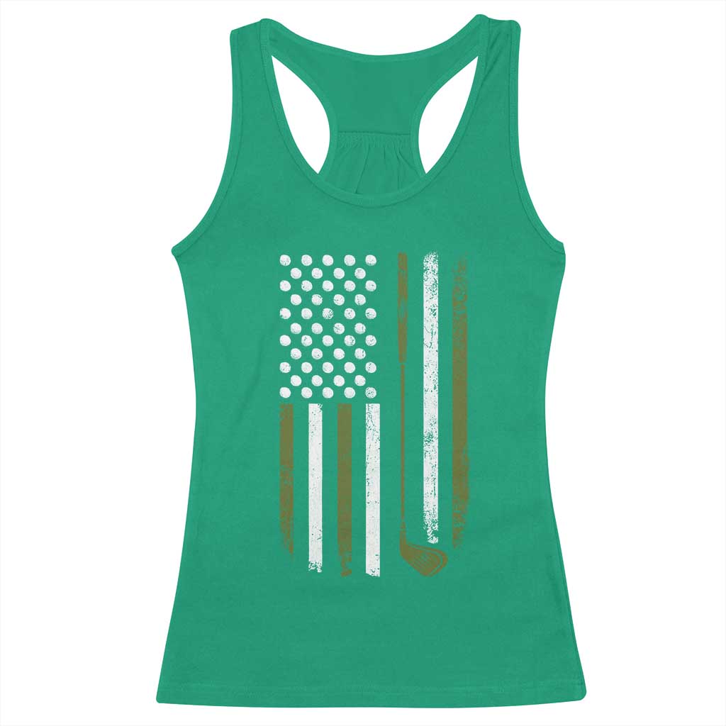 Retro American Flag Golf Racerback Tank Top Golfer Funny Golf Club Golfing TS10 Irish Green Print Your Wear