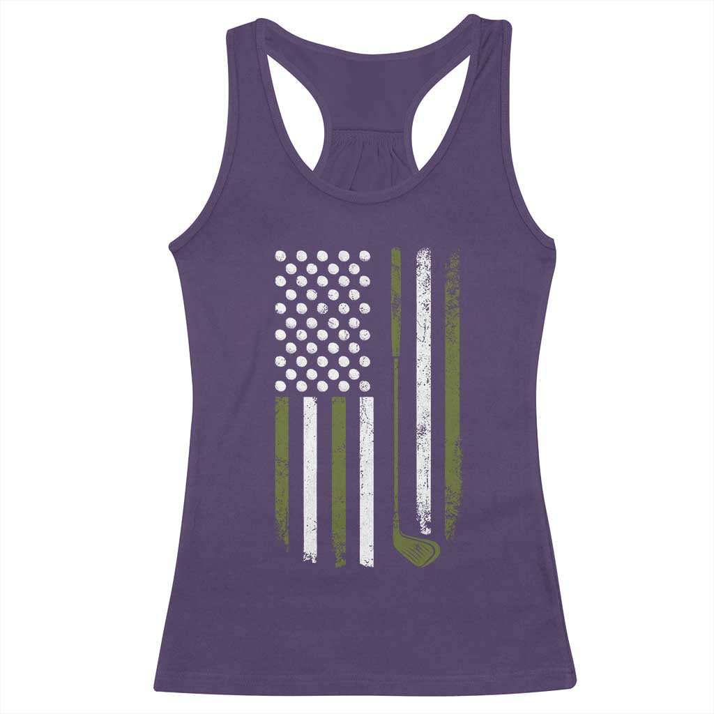 Retro American Flag Golf Racerback Tank Top Golfer Funny Golf Club Golfing TS10 Purple Print Your Wear