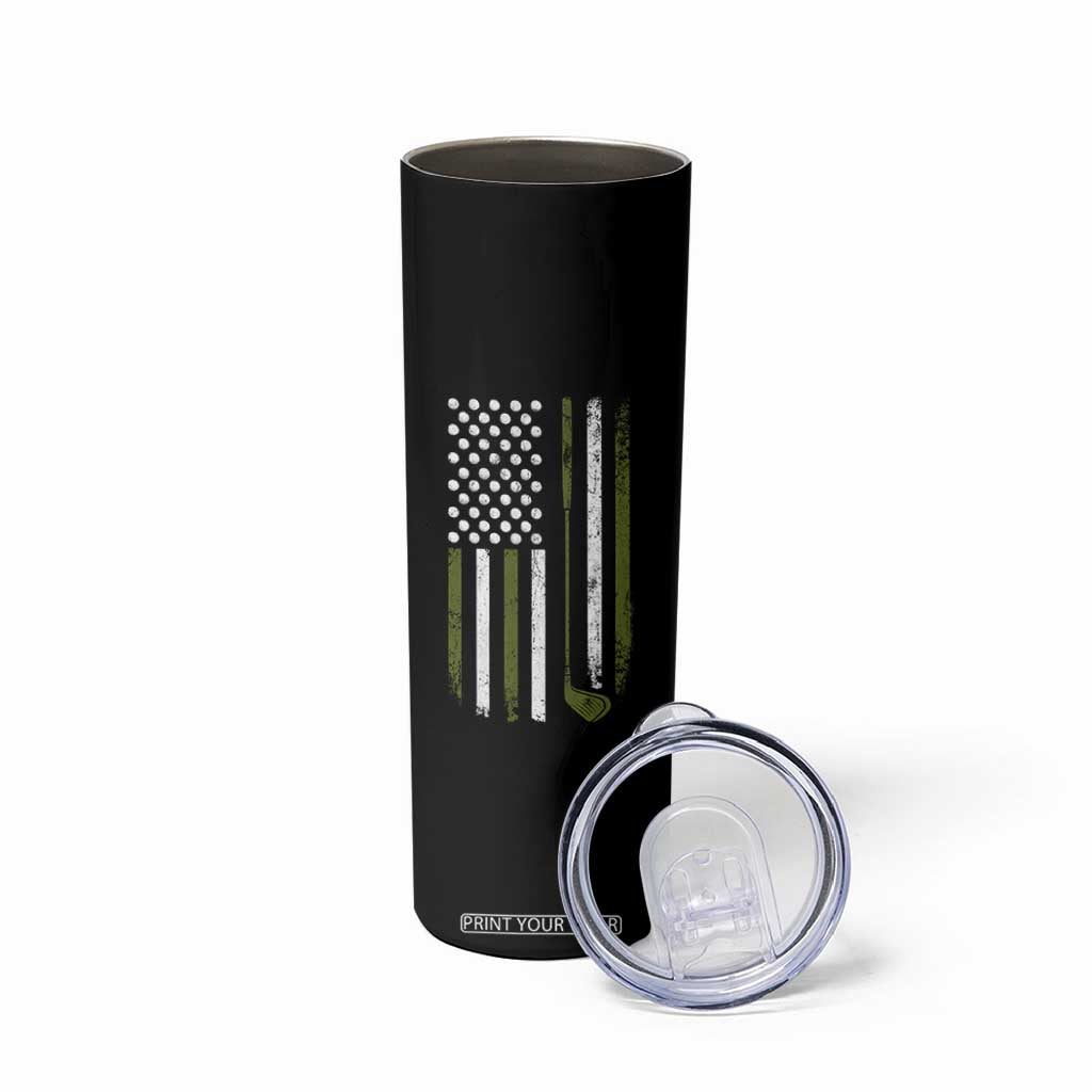 Retro American Flag Golf Skinny Tumbler Golfer Funny Golf Club Golfing TS10 Print Your Wear