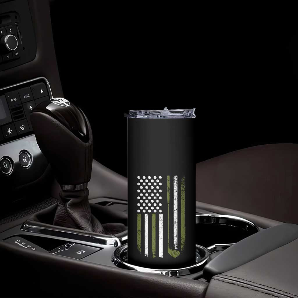 Retro American Flag Golf Skinny Tumbler Golfer Funny Golf Club Golfing TS10 Print Your Wear