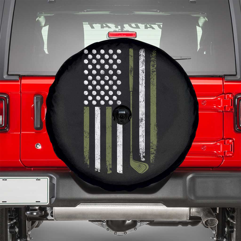 Retro American Flag Golf Spare Tire Cover Golfer Funny Golf Club Golfing TS10 Black Print Your Wear