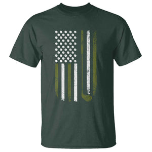 Retro American Flag Golf T Shirt Golfer Funny Golf Club Golfing TS10 Dark Forest Green Print Your Wear