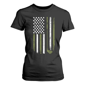 Retro American Flag Golf T Shirt For Women Golfer Funny Golf Club Golfing TS10 Black Print Your Wear