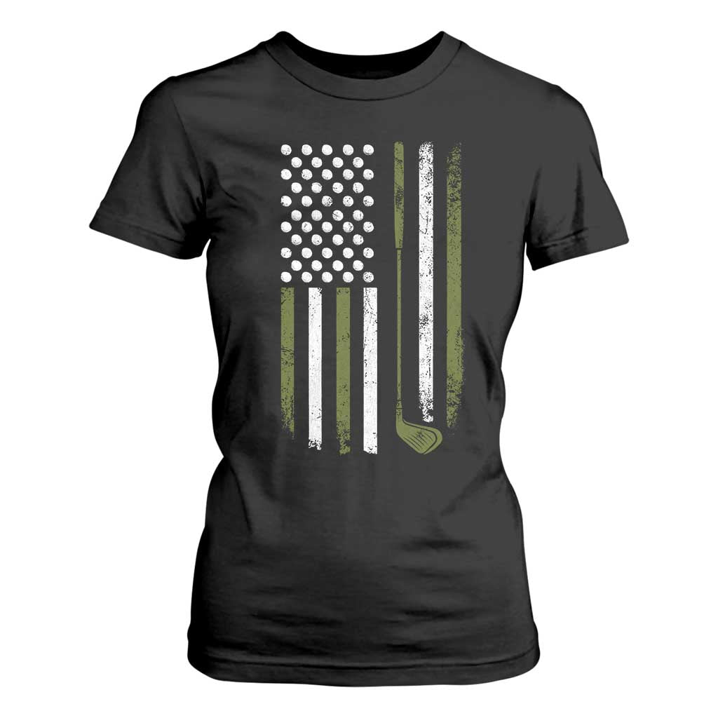 Retro American Flag Golf T Shirt For Women Golfer Funny Golf Club Golfing TS10 Black Print Your Wear