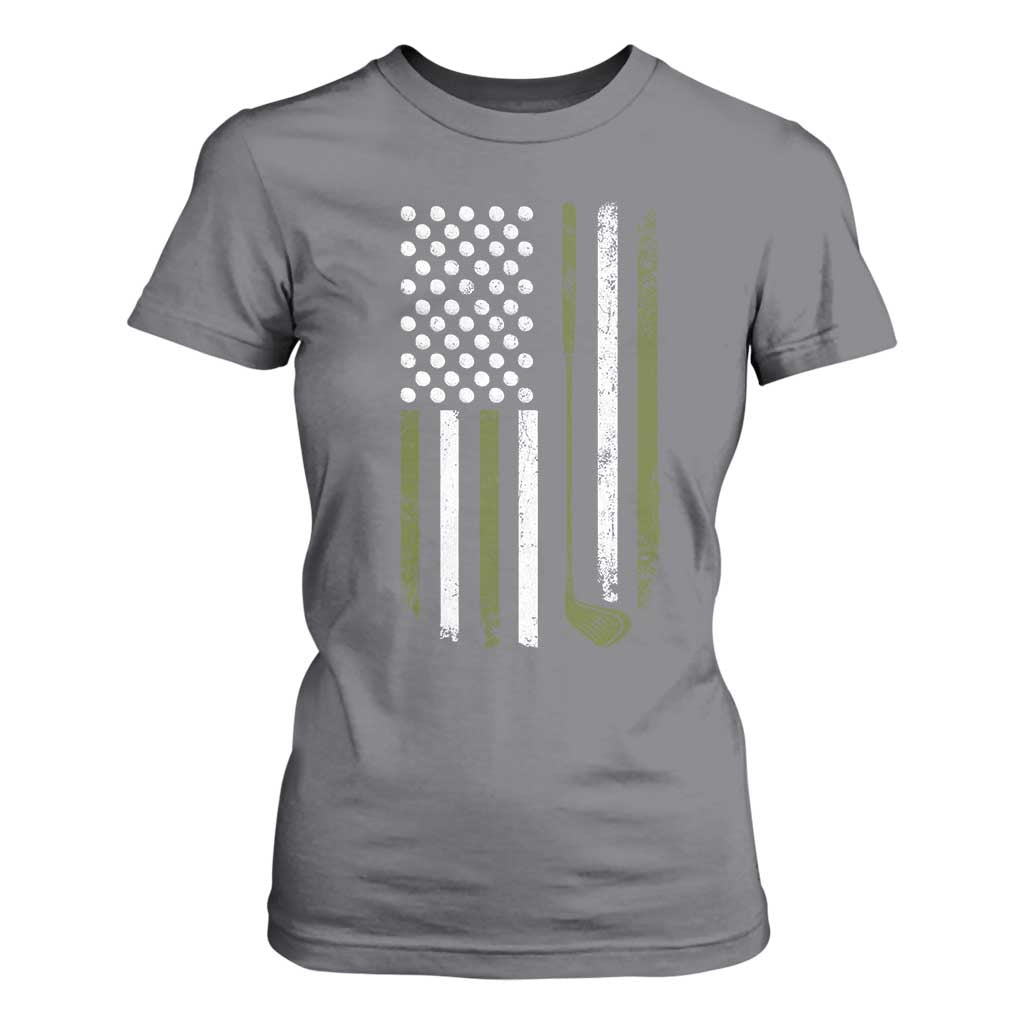 Retro American Flag Golf T Shirt For Women Golfer Funny Golf Club Golfing TS10 Charcoal Print Your Wear