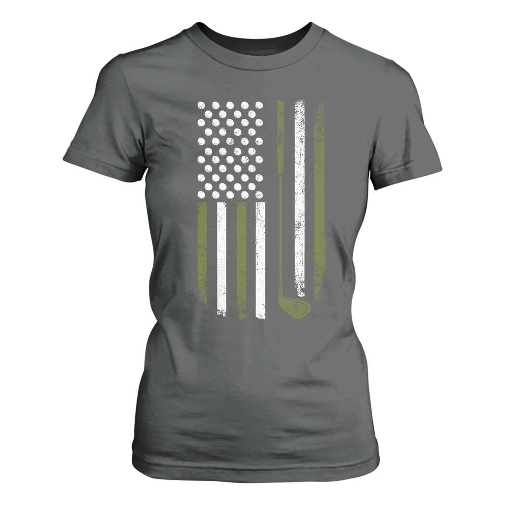 Retro American Flag Golf T Shirt For Women Golfer Funny Golf Club Golfing TS10 Dark Heather Print Your Wear