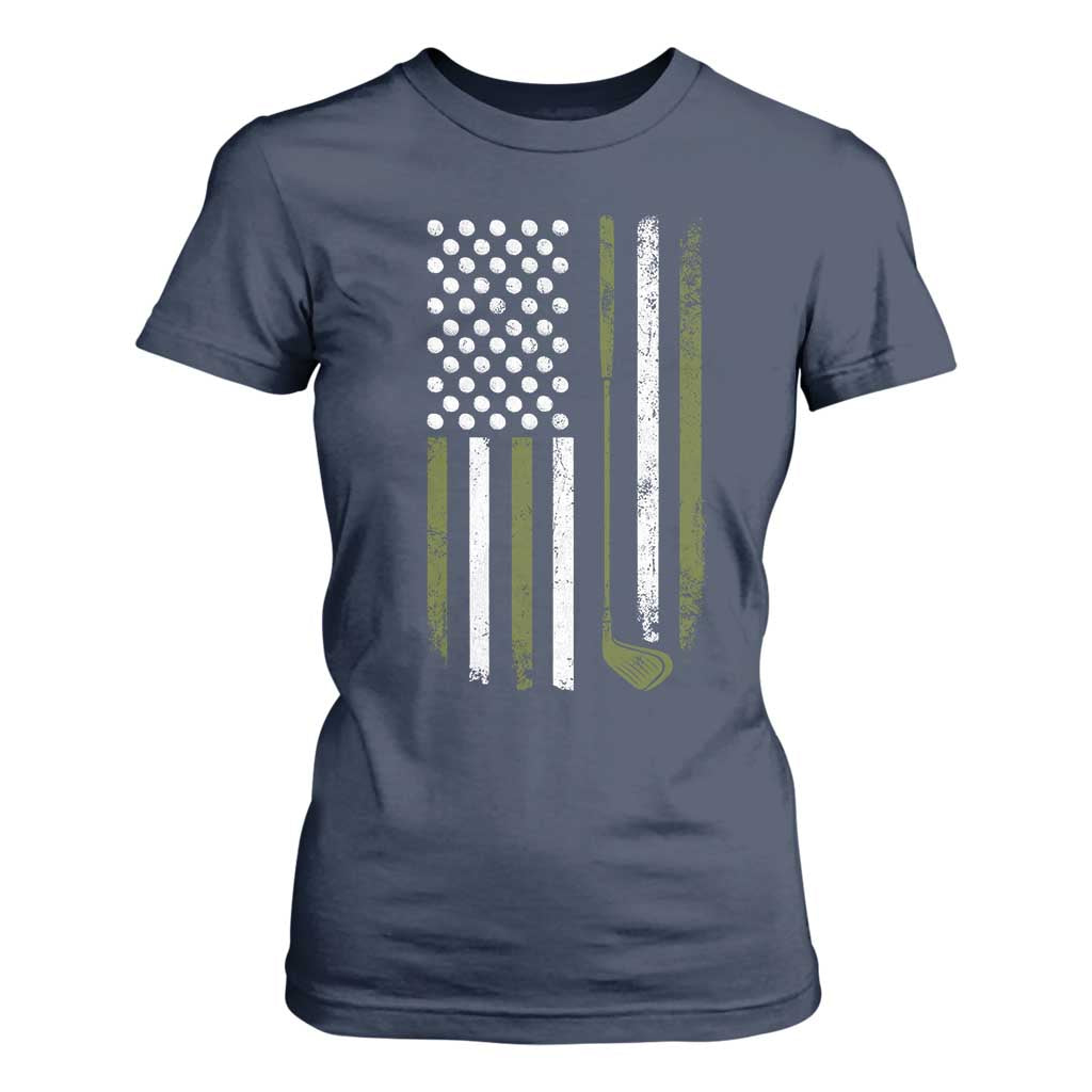 Retro American Flag Golf T Shirt For Women Golfer Funny Golf Club Golfing TS10 Navy Print Your Wear