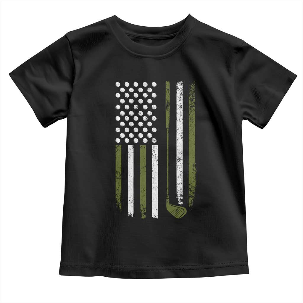 Retro American Flag Golf Toddler T Shirt Golfer Funny Golf Club Golfing TS10 Black Print Your Wear