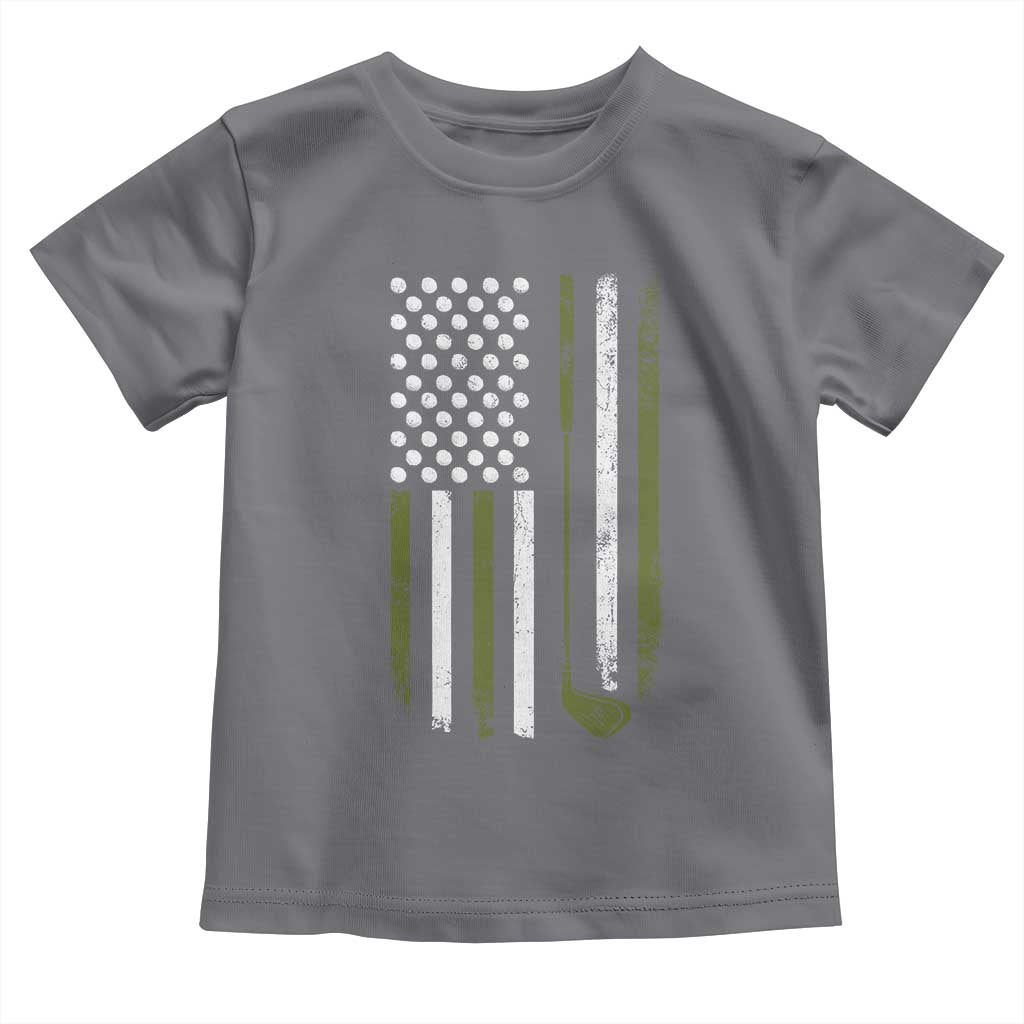 Retro American Flag Golf Toddler T Shirt Golfer Funny Golf Club Golfing TS10 Charcoal Print Your Wear